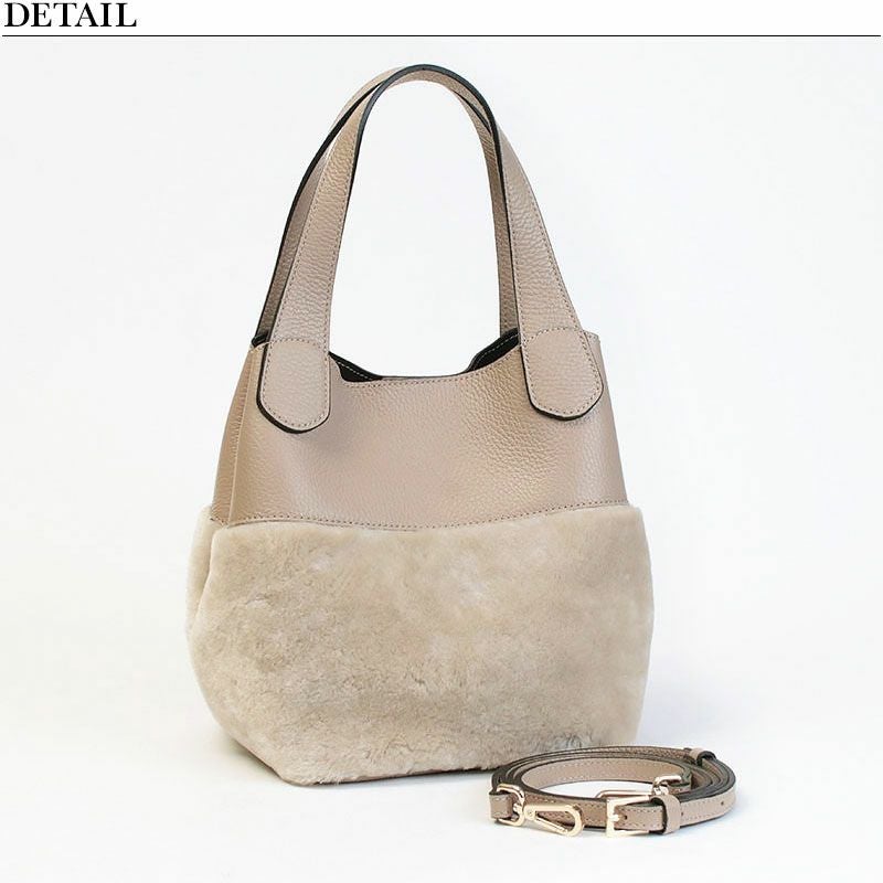 完売品 RIPANI（リパーニ） リバーシブルムートンバッグ （ライトベージュ） RIPANI リパーニ バッグ ムートンコンビ ANNA 2WAY Mサイズ I544OV