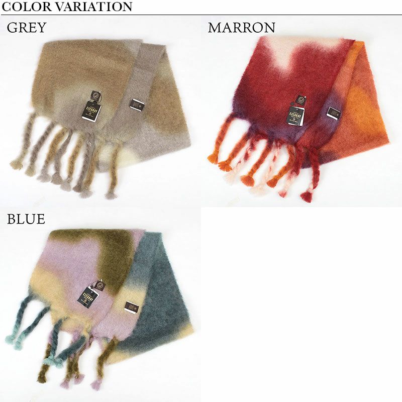 タグ付き未使用品　 マンタスエスカライ モヘヤマフラー 千鳥格子 正規販売】MANTAS EZCARAY【マンタスエスカライ】ピン付きボリューム