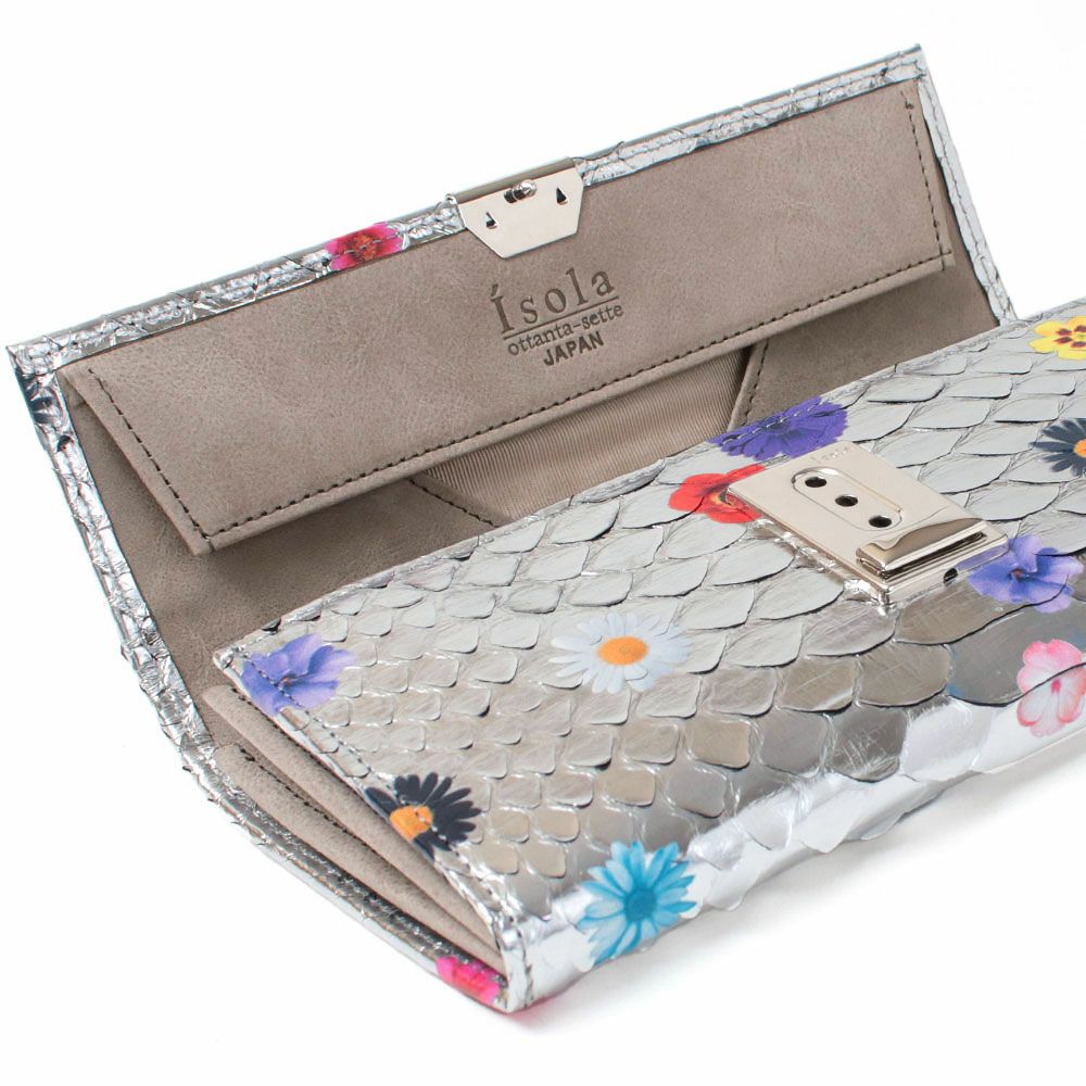 未使用 アイソラ 財布 本革  ヘビ 花　ラミネフィオーレ 定価31900円 未使用 アイソラ 財布 本革 ヘビ 花 ラミネフィオーレ 定価31900円