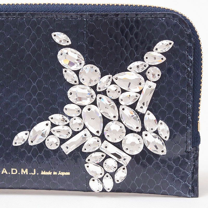 【タグ付き・未使用】ADMJ ステラモチーフクリスタル付 ポーチウォレット A.D.M.J. 25SS06003 財布 オーガナイザーパース スネークレザー/ステラ