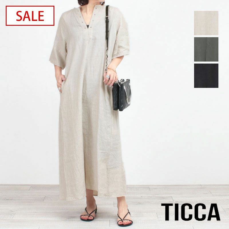 ■専用■美品 TICCA 3,2万 リネン100% マキシワンピース ティッカ 10%OFF TICCA ティッカ リネンワンピース TBES-408 | jolisac