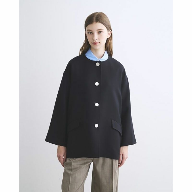新品未使用 定価12.1万 DOMELLE LINTON ノーカラージャケット TRADITIONAL WEATHERWEAR アウター LINTON ショート丈 ノーカラー