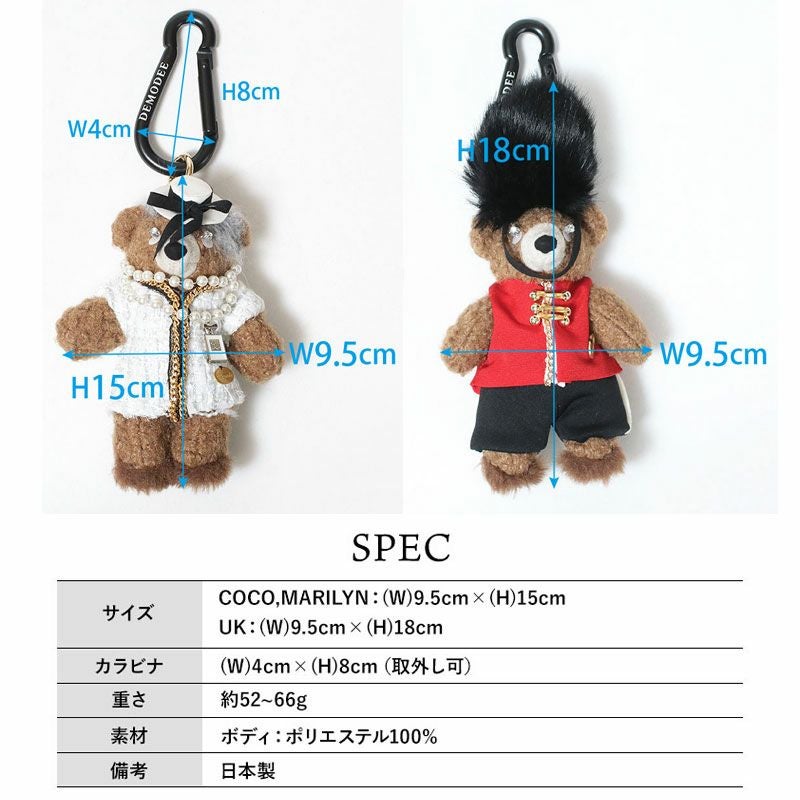 オンライン限定】DEMODEE バッグチャーム 偉人に扮したBEARチャーム