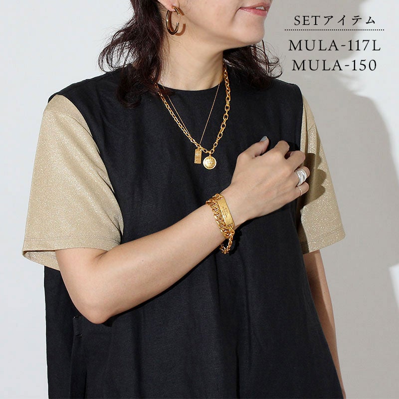 新作 M.U.L. エムユーエル コインネックレス48cm アシンメトリー MULA